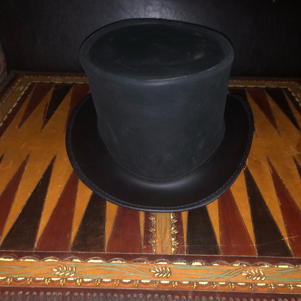 XXL BLACK LEATHER TOP HAT by AMERICAN HAT MAKERS